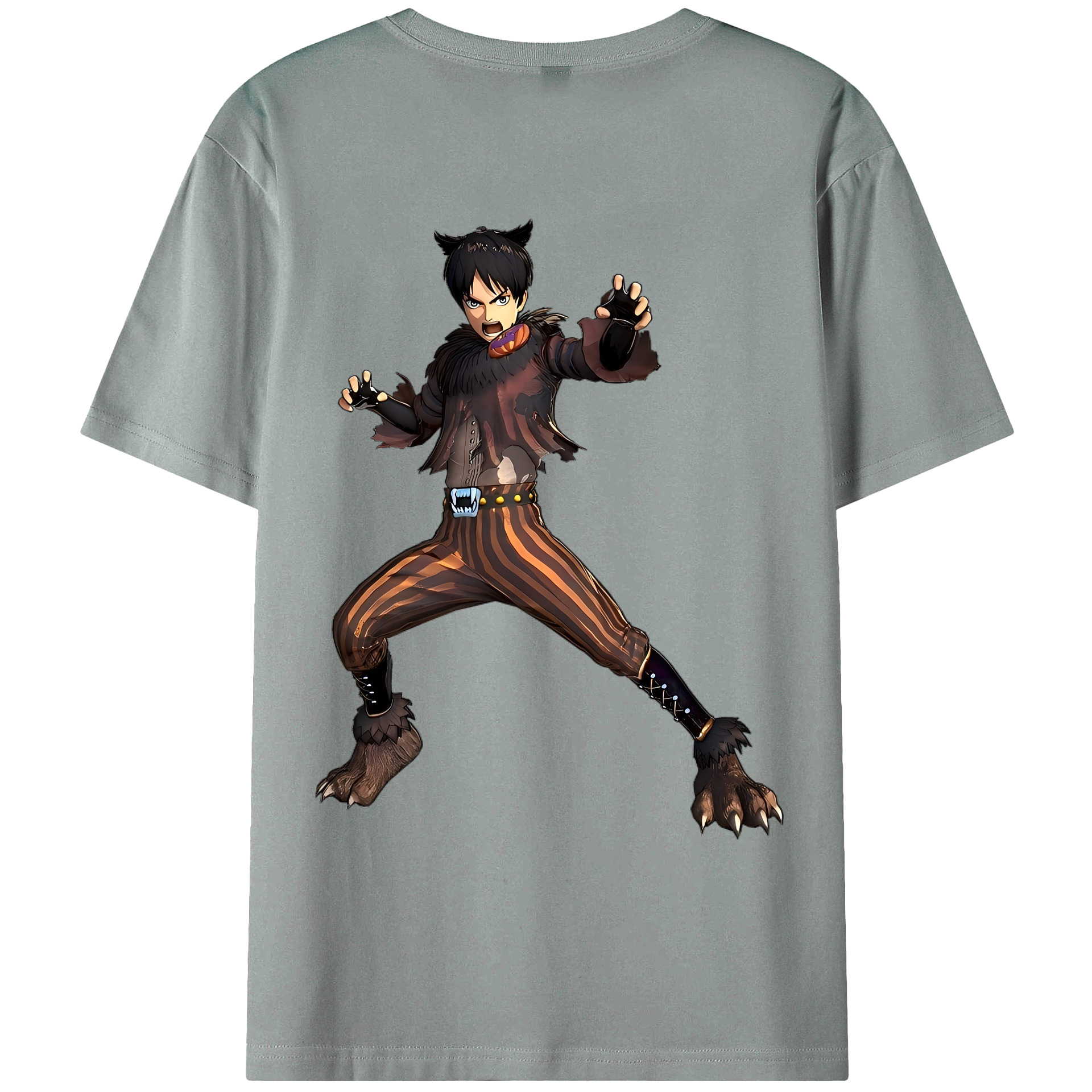 （画像用） 進撃の巨人 エレン･イェーガー Attack on Titan Eren Jäger 綿100％ メンズ半袖Tシャツ（バックプリント） 通気性
